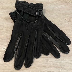 Ugg black suede and leather driving gloves